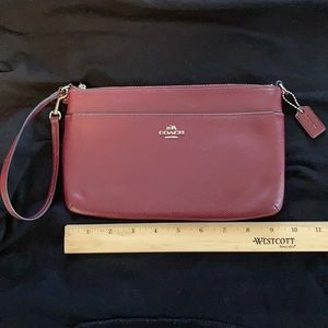 Large Coach Wristlet - Maroon Burgundy Color